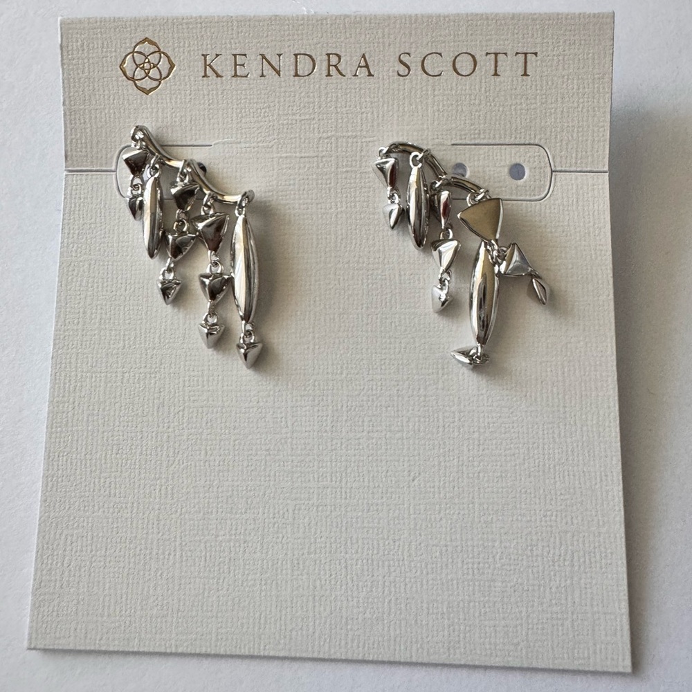 KENDRA SCOTT Quinn Rhodium Plated Fringe Climber Earrings